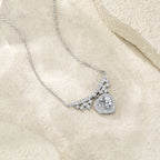S925 Silver Women’s Heart-Shaped Moissanite Necklace Princess Collarbone Chain Light Luxury Niche Jewelry