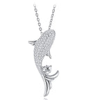 S925 Silver Dolphin Moissanite Collarbone Necklace Light Luxury High-End Exquisite Marine Animal Jewelry