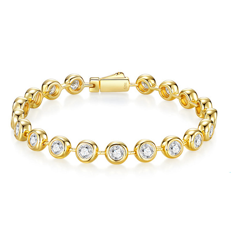 S925 Silver 18K Gold Plated Moissanite Bubble Bracelet Light Luxury High-End Casual New In Stock