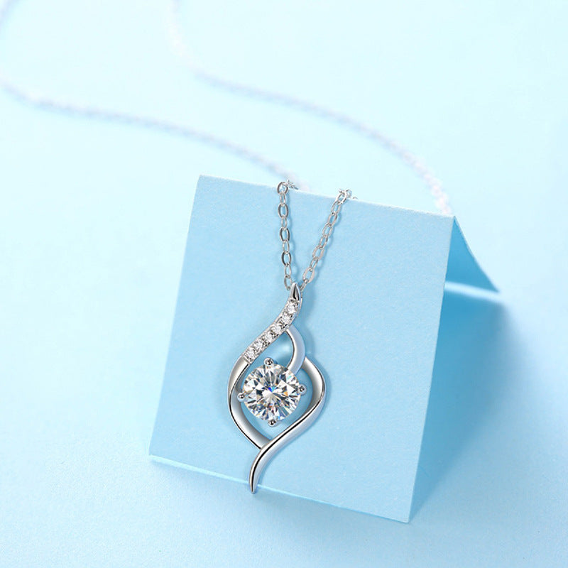 S925 Silver Women’s 3D Design Pendant Necklace Light Luxury High-End Niche Non-Fading Collarbone Chain