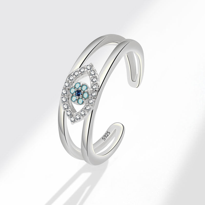 Demon Eye S925Sterling Silver Ring Blue Eyes Index Finger Female Ring European and American Creative Cross-Border Jewelry