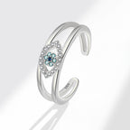 S925 Silver Demon Eye Ring Women Double Layer Light Luxury Evil Eye Moissanite Inlaid Jewelry