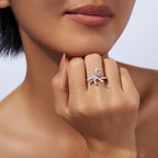 S925 Silver Women’s Bowknot Moissanite Ring Light Luxury High-End Diamond-encrusted Cross-Border Hot Sale