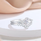 S925 Silver Women’s 2-Piece Combination Ring Set European American Fashion High-End Wedding Ring