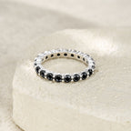 S925 Silver Black Moissanite Ring 18K White Gold Zirconia Light Luxury High-end In Stock