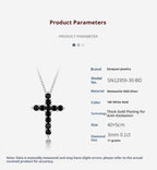 S925 Silver Women’s Dark Cross Black Moissanite Necklace Light Luxury Niche Simple Collarbone Chain