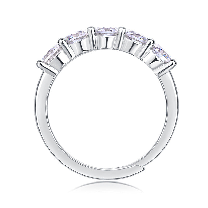 S925 Silver Women’s Moissanite Ring Light Luxury Niche Cross-Border Hot Selling Hand Jewelry