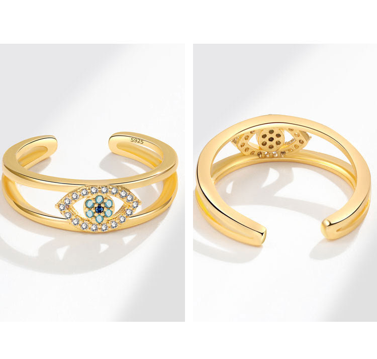 Demon Eye S925Sterling Silver Ring Blue Eyes Index Finger Female Ring European and American Creative Cross-Border Jewelry