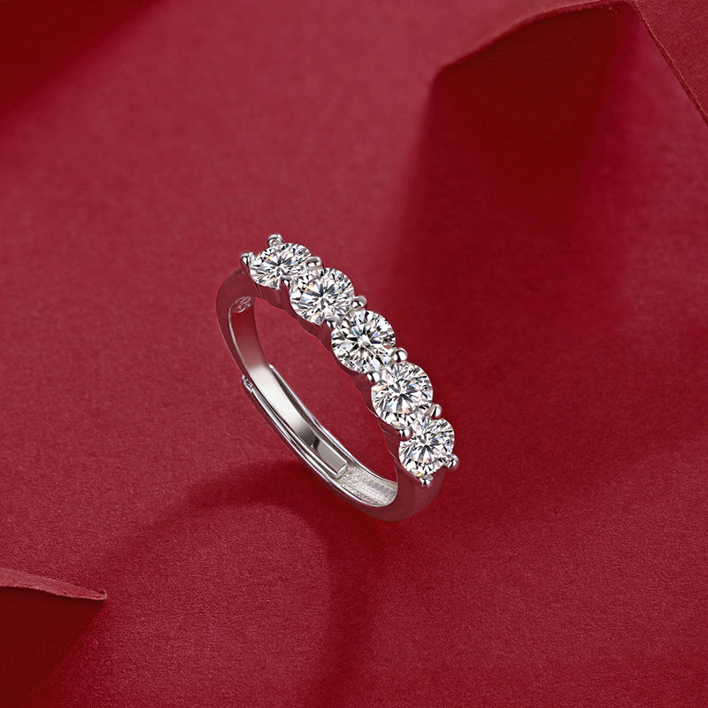 S925 Silver Women’s Moissanite Ring Light Luxury Niche Cross-Border Hot Selling Hand Jewelry