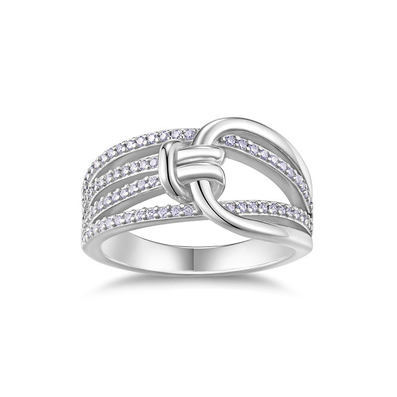 S925 Silver Women’s Niche Light Luxury Cross Hollow Moissanite Stackable Design Ring