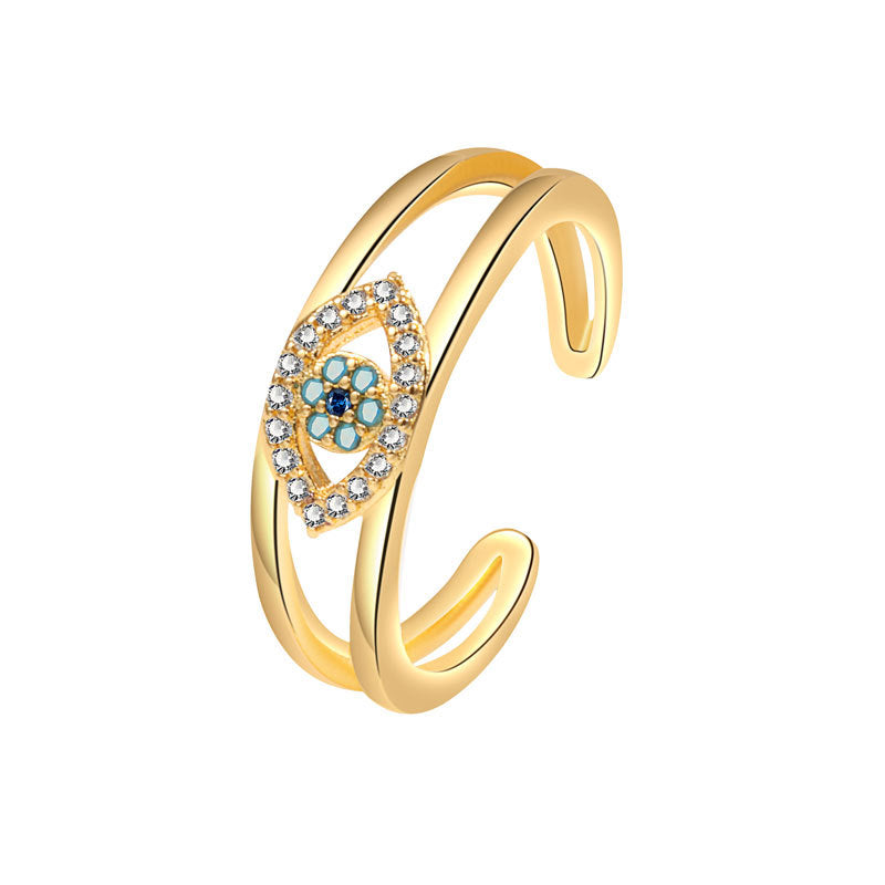 Demon Eye S925Sterling Silver Ring Blue Eyes Index Finger Female Ring European and American Creative Cross-Border Jewelry