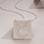 S925 Silver Women’s Moon Moissanite Collarbone Necklace European American Trend Unique Inlaid Design