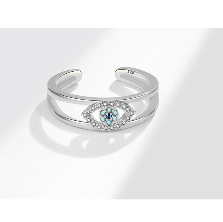 Demon Eye S925Sterling Silver Ring Blue Eyes Index Finger Female Ring European and American Creative Cross-Border Jewelry