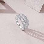 Cross-Border Hot Sale Brushed Silver Ring Hollow Cross Stacking Ring s925Silver Light Luxury High-End Jewelry Moissanite Ring