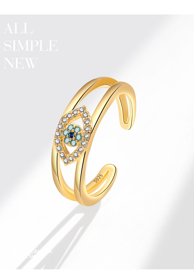 Demon Eye S925Sterling Silver Ring Blue Eyes Index Finger Female Ring European and American Creative Cross-Border Jewelry