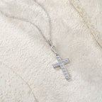 S925 Silver Women’s Cross Moissanite Pendant Necklace Simple Luxury High-End Hot-Selling Collarbone Chain