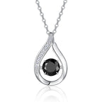 S925 Silver Women’s 1Ct Black Moissanite Dynamic Teardrop Necklace Light Luxury Collarbone Chain