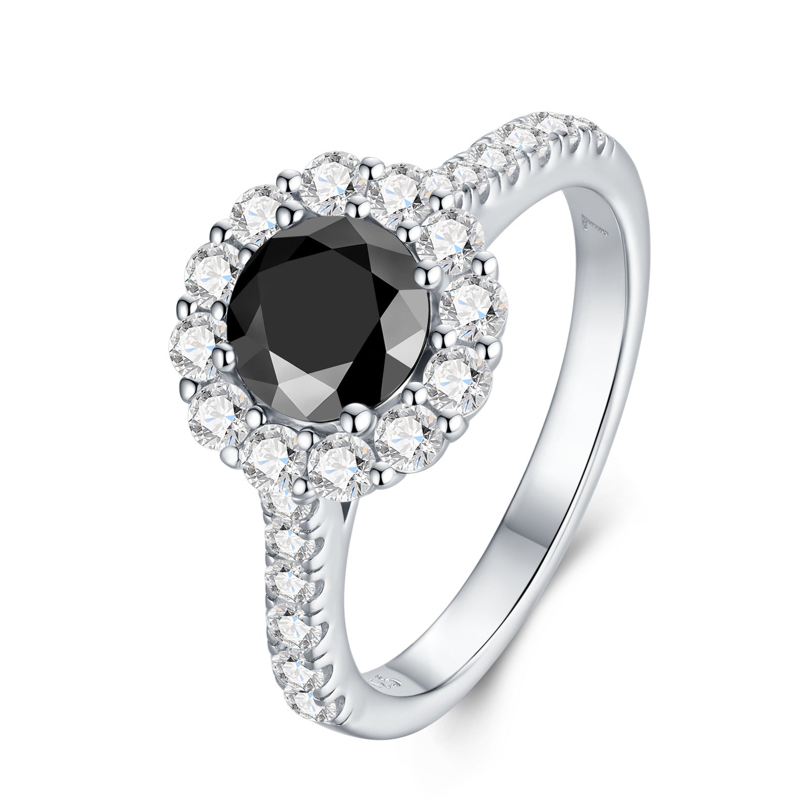 S925 Silver Women’s Moissanite Full Diamond Ring Simple Light Luxury Korean Style Zircon Closed Ring