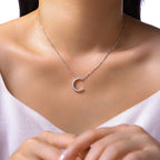 S925 Silver Women’s Moon Moissanite Collarbone Necklace European American Trend Unique Inlaid Design