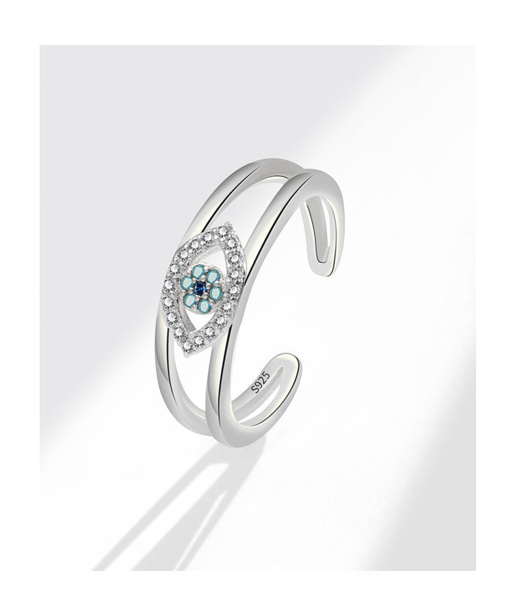 Demon Eye S925Sterling Silver Ring Blue Eyes Index Finger Female Ring European and American Creative Cross-Border Jewelry