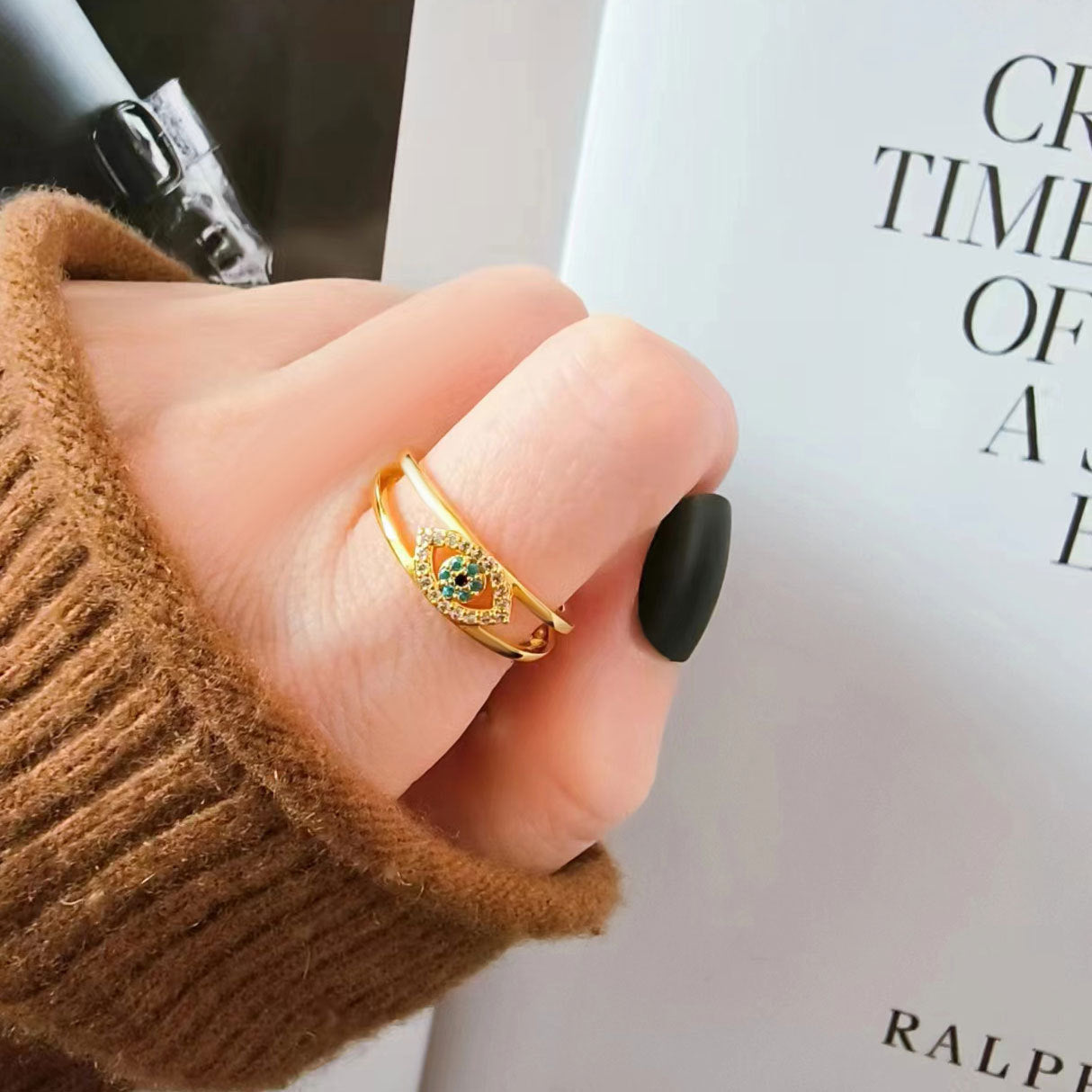 Demon Eye S925Sterling Silver Ring Blue Eyes Index Finger Female Ring European and American Creative Cross-Border Jewelry