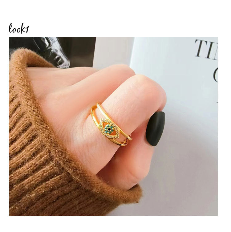 Demon Eye S925Sterling Silver Ring Blue Eyes Index Finger Female Ring European and American Creative Cross-Border Jewelry