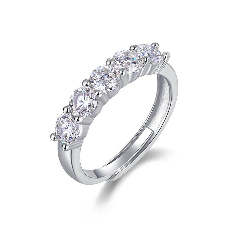 S925 Silver Women’s Moissanite Ring Light Luxury Niche Cross-Border Hot Selling Hand Jewelry