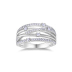 Cross-Border Hot Sale Brushed Silver Ring Hollow Cross Stacking Ring s925Silver Light Luxury High-End Jewelry Moissanite Ring