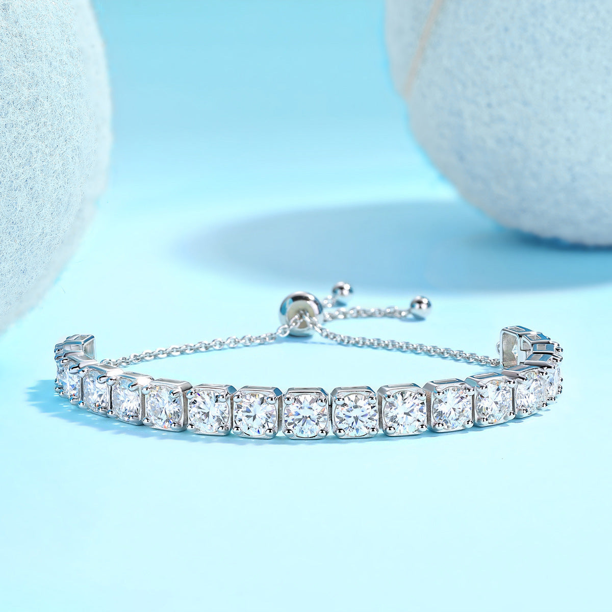 S925 Silver Sparkling Moissanite Tennis Bracelet Adjustable Simple Luxury Versatile Fashion