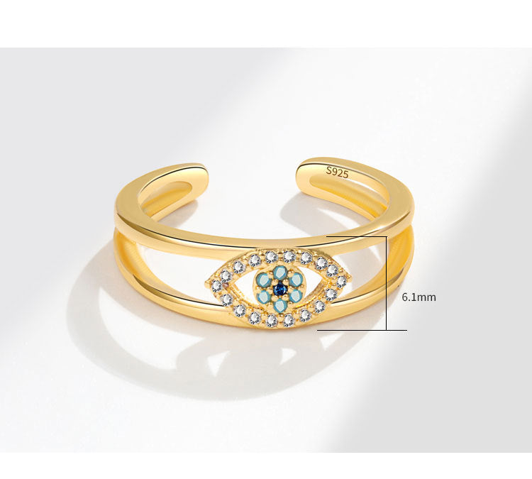 Demon Eye S925Sterling Silver Ring Blue Eyes Index Finger Female Ring European and American Creative Cross-Border Jewelry