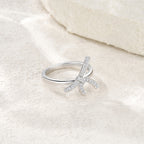 S925 Silver Women’s Bowknot Moissanite Ring Light Luxury High-End Diamond-encrusted Cross-Border Hot Sale