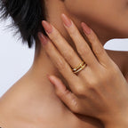 S925 Gold Rope Twist Moissanite Ring Women Korean Japanese Fashion