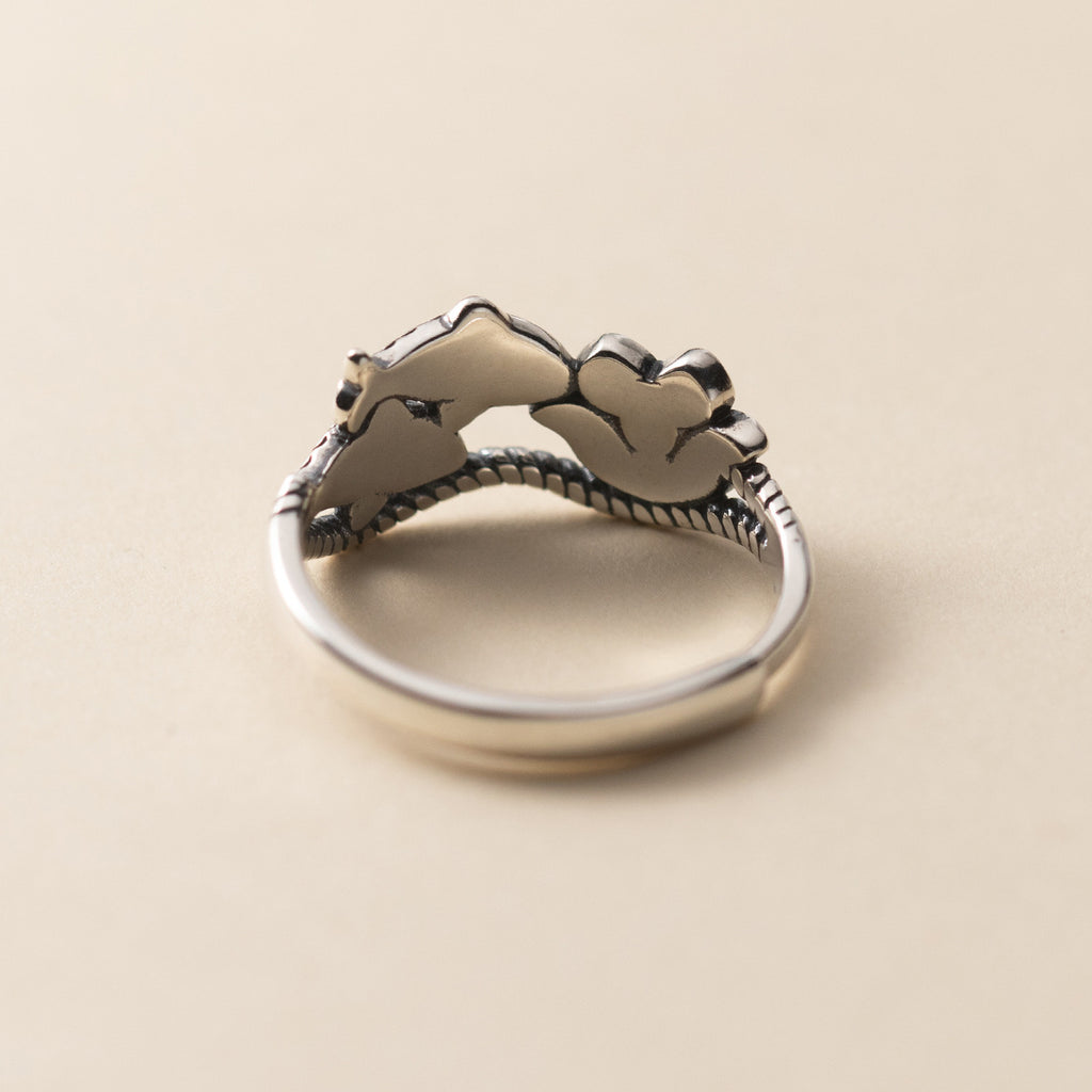 s925Pure Silver Thai Silver National Style Lotus Koi Ring Vintage Distressed Temperament Index Finger Ring R00886