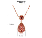 Rose Gold S925 Red Zircon Drop Pendant Necklace