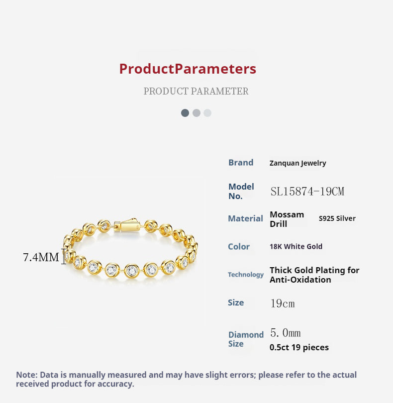 S925 Silver 18K Gold Plated Moissanite Bubble Bracelet Light Luxury High-End Casual New In Stock