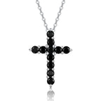 S925 Silver Women’s Dark Cross Black Moissanite Necklace Light Luxury Niche Simple Collarbone Chain