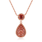 Rose Gold S925 Red Zircon Drop Pendant Necklace