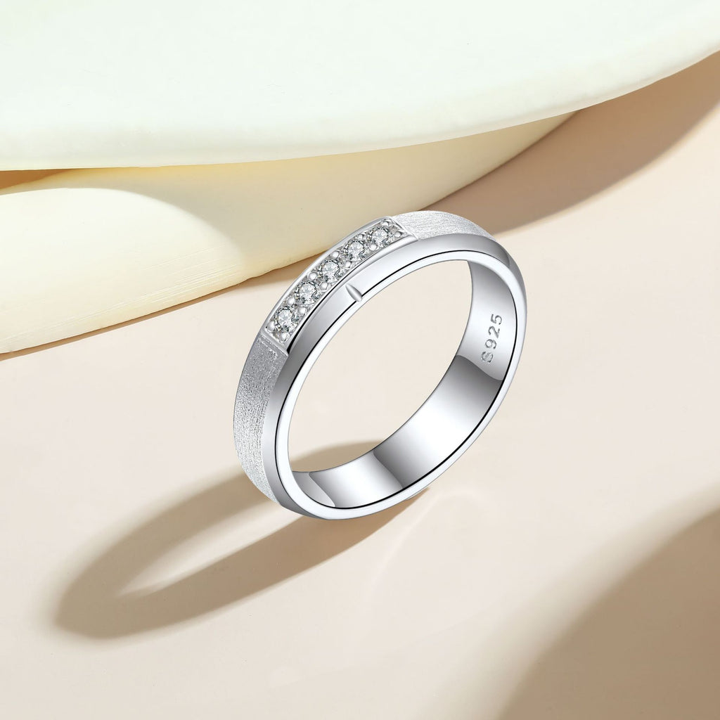 925 Sterling Silver Brushed Matte Men’s Ring European American Niche High-end Personality