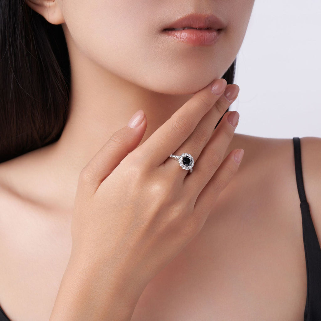 S925 Silver Women’s Moissanite Full Diamond Ring Simple Light Luxury Korean Style Zircon Closed Ring
