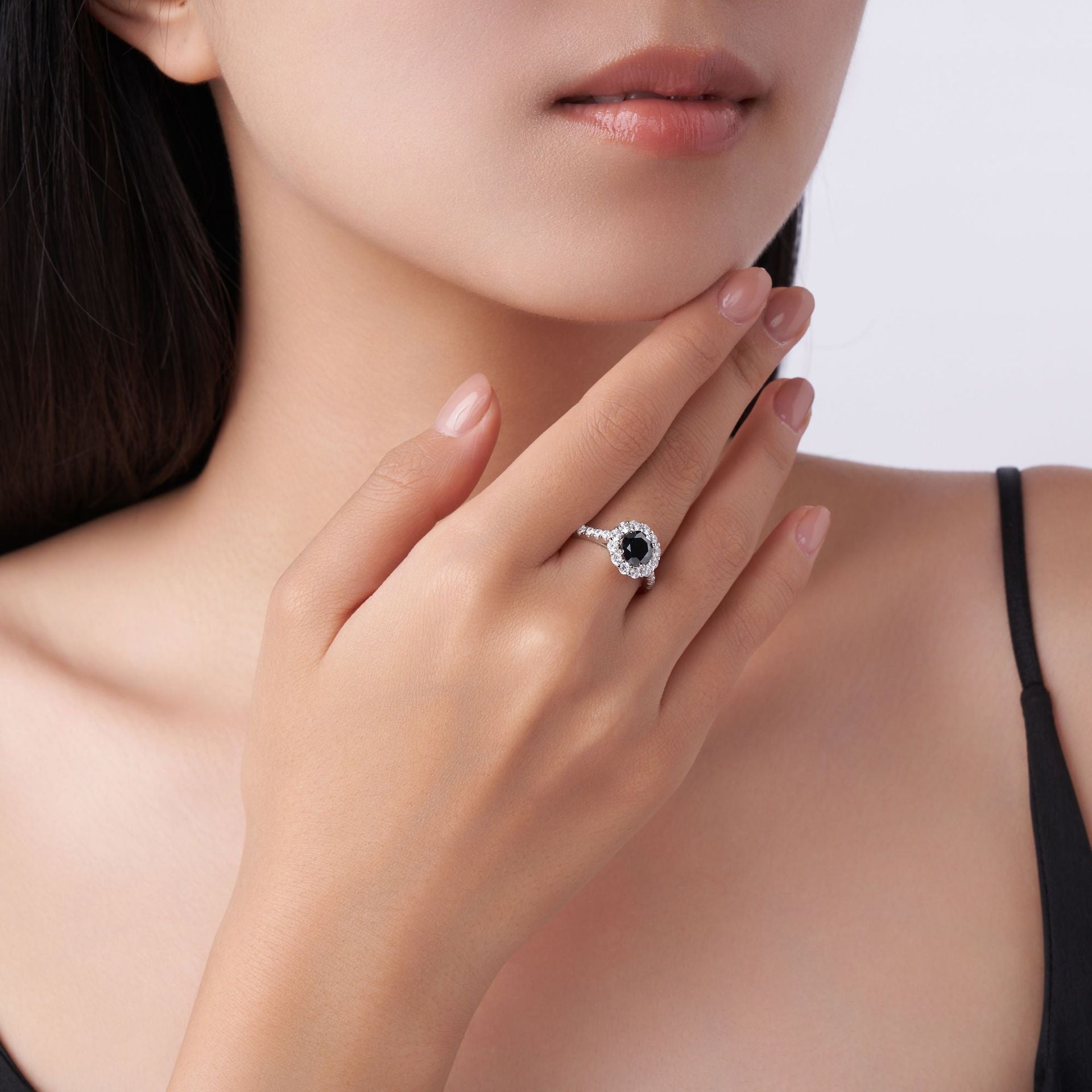 S925 Silver Women’s Moissanite Full Diamond Ring Simple Light Luxury Korean Style Zircon Closed Ring