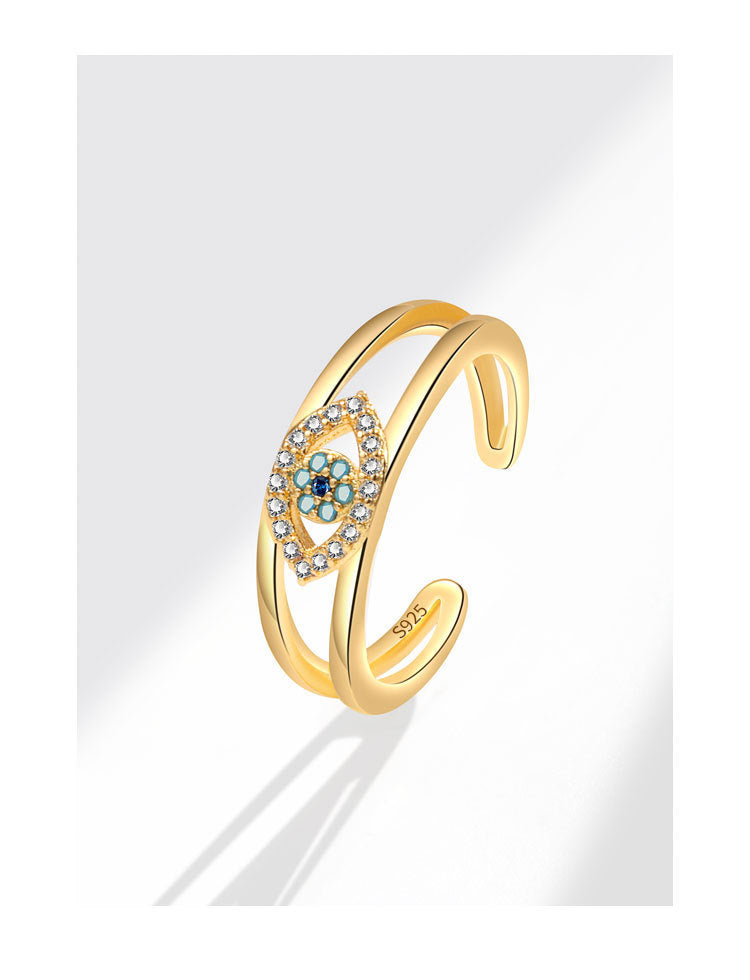 Demon Eye S925Sterling Silver Ring Blue Eyes Index Finger Female Ring European and American Creative Cross-Border Jewelry