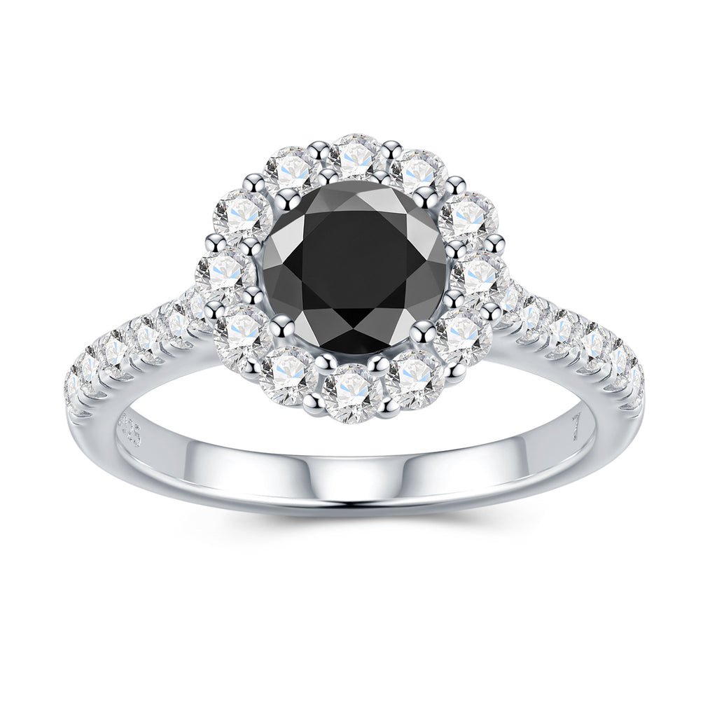 S925 Silver Women’s Moissanite Full Diamond Ring Simple Light Luxury Korean Style Zircon Closed Ring