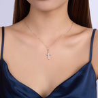 S925 Silver Women’s Cross Moissanite Pendant Necklace Simple Luxury High-End Hot-Selling Collarbone Chain