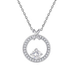 S925 Silver Round Zircon Pendant Necklace Women European American Light Luxury Design