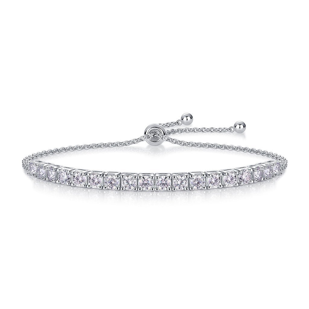 S925 Silver Sparkling Moissanite Tennis Bracelet Adjustable Simple Luxury Versatile Fashion