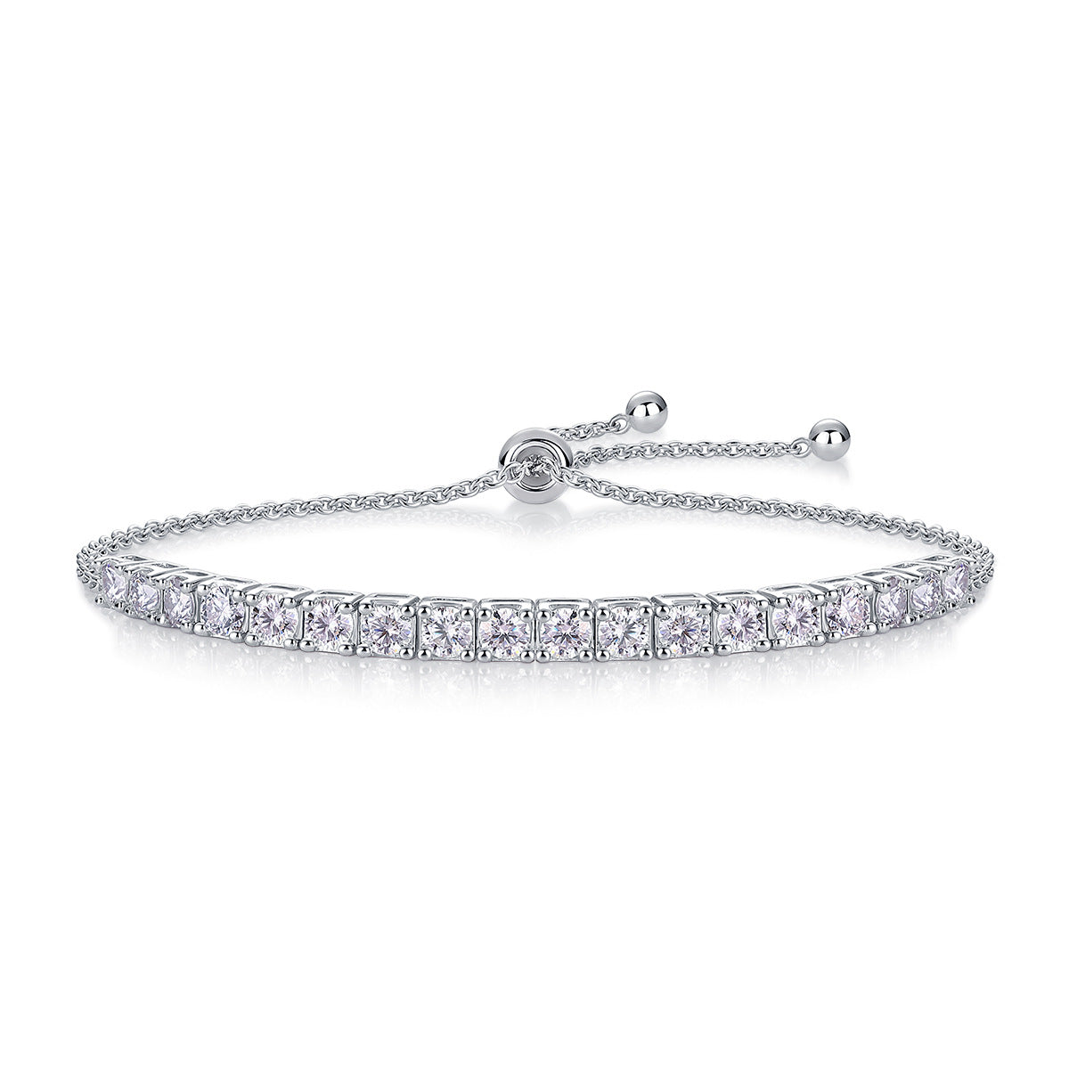 S925 Silver Sparkling Moissanite Tennis Bracelet Adjustable Simple Luxury Versatile Fashion