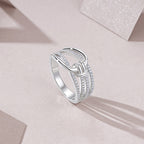 S925 Silver Women’s Niche Light Luxury Cross Hollow Moissanite Stackable Design Ring