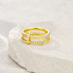 S925 Gold Rope Twist Moissanite Ring Women Korean Japanese Fashion