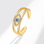 S925 Silver Demon Eye Ring Women Double Layer Light Luxury Evil Eye Moissanite Inlaid Jewelry
