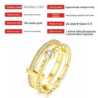 S925 Gold Rope Twist Moissanite Ring Women Korean Japanese Fashion